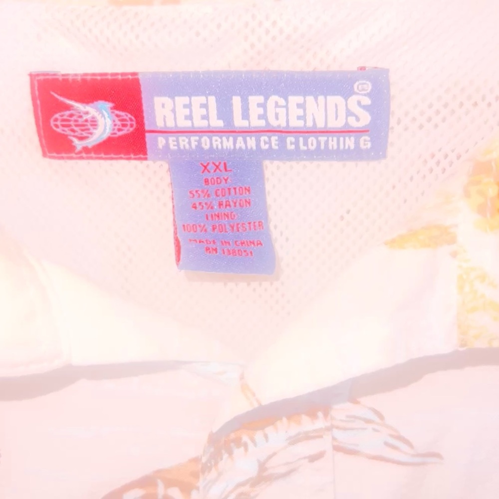 Reel Legends Men’s Short Sleeve Shirt with Fish and Palm Tree Print - Picture 4 of 4